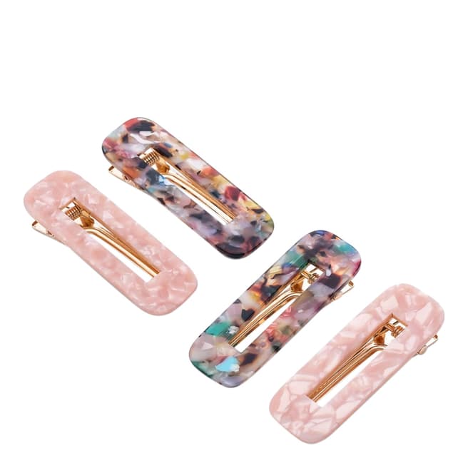 Zoe Ayla Acetate Hair Clips Variety 4-Pack (Multi-Pink)
