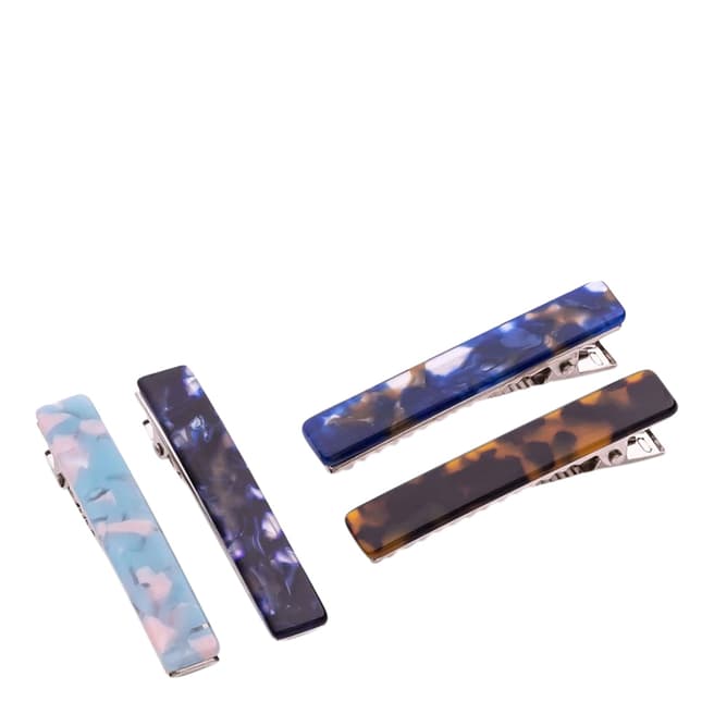 Zoe Ayla Long Marbled Hair Clips 4-Pack