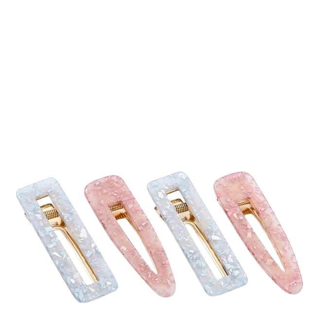 Zoe Ayla Acetate Hair Clips Variety 4-Pack (Silver-Pink)