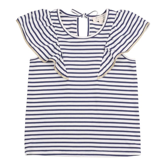 Outside The Lines Blue/White Luna Stripe Frill Tee
