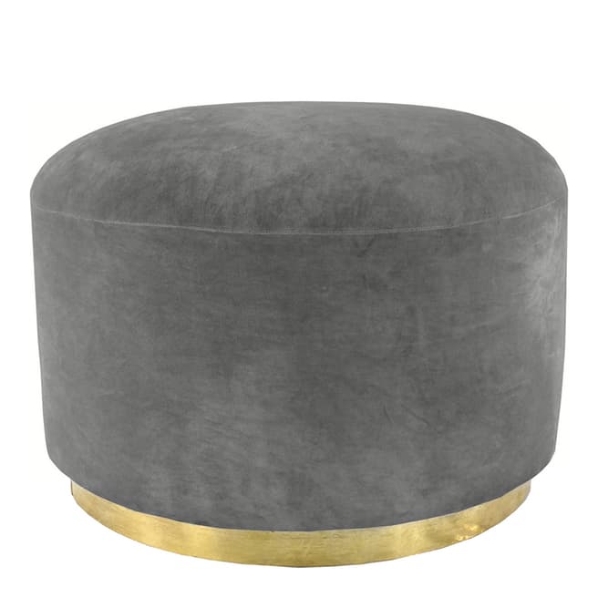 Culinary Concepts Dark Grey Large Velvet Stool With Brass Base 50x70cm