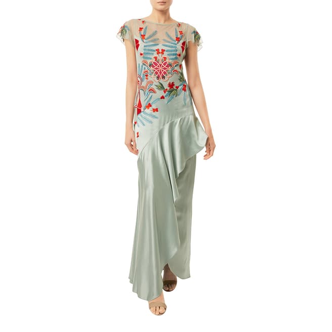 Temperley London Mint Botanist Silk Blend Long Dress