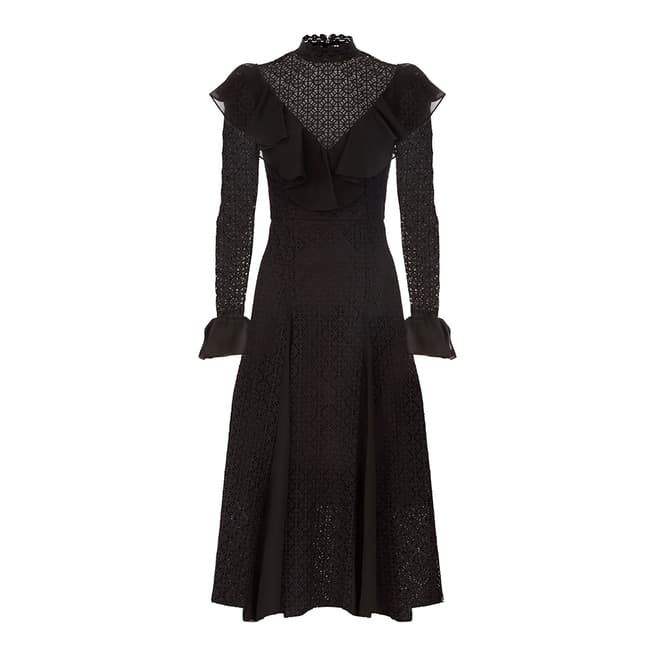 Temperley London Black Prairie Lace Ruffle Dress