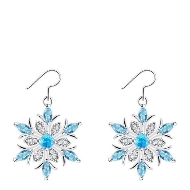 Ma Petite Amie Sapphire Flower Petal Snowflake Earrings with Swarovski Crystals