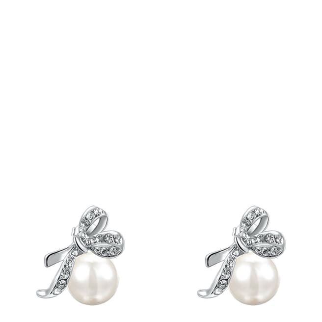 Ma Petite Amie Silver Plated Pearl Earrings with Swarovski Crystals