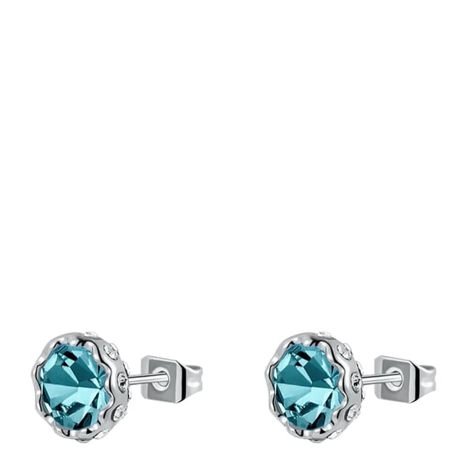 Ma Petite Amie Blue/Silver Plated Stud Earrings with Swarovski Crystals