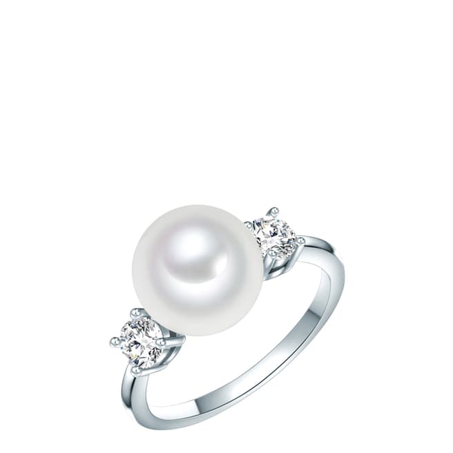 Perldesse Silver Pearl Cubic Zirconia Ring 10mm