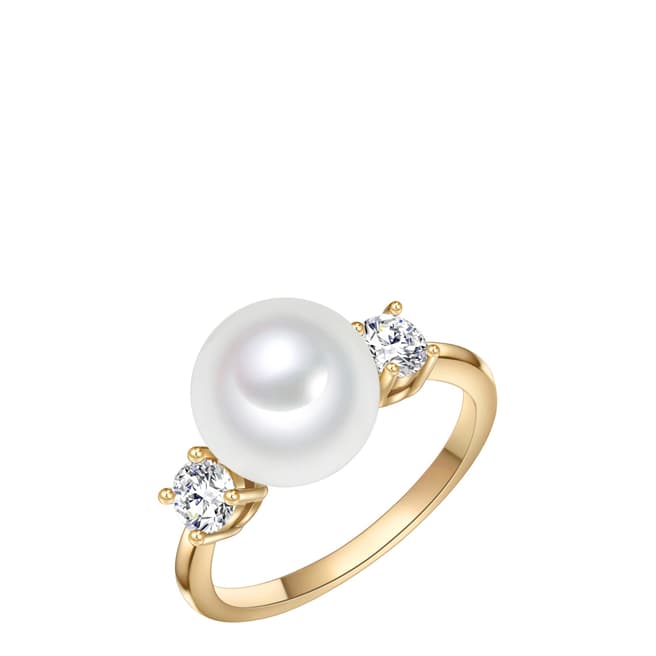 Perldesse Gold Pearl Cubic Zirconia Ring 10mm