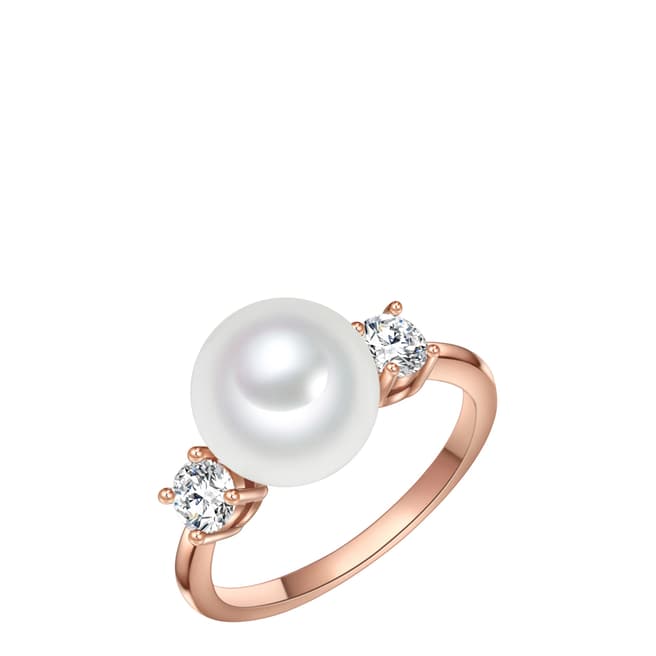 Perldesse Rose Gold Pearl Cubic Zirconia Ring 10mm