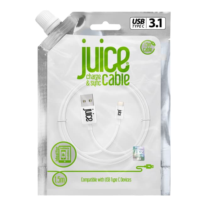 Juice White Type C USB Cable, 1.5m