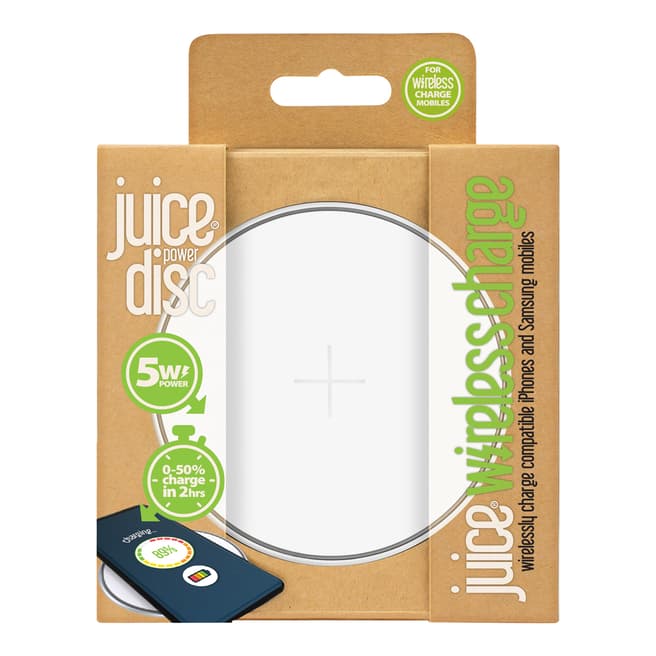 Juice White Wireless Power Disc Charger