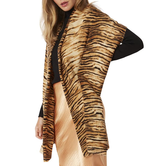 JayLey Collection Tiger Print Cashmere Silk Blend Wrap