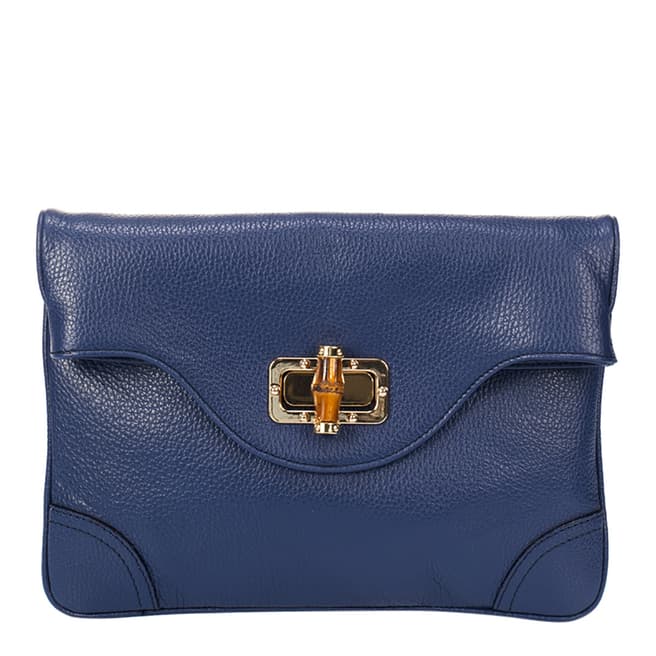 Giulia Massari Blue Leather Clutch Bag