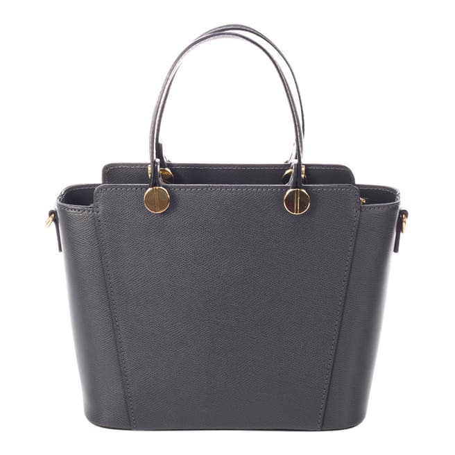 Giulia Massari Dark Grey Leather Top Handle Bag