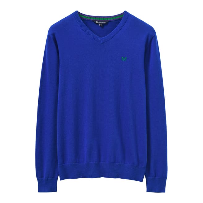 Crew Clothing Deep Blue V-Neck Cotton Sweater