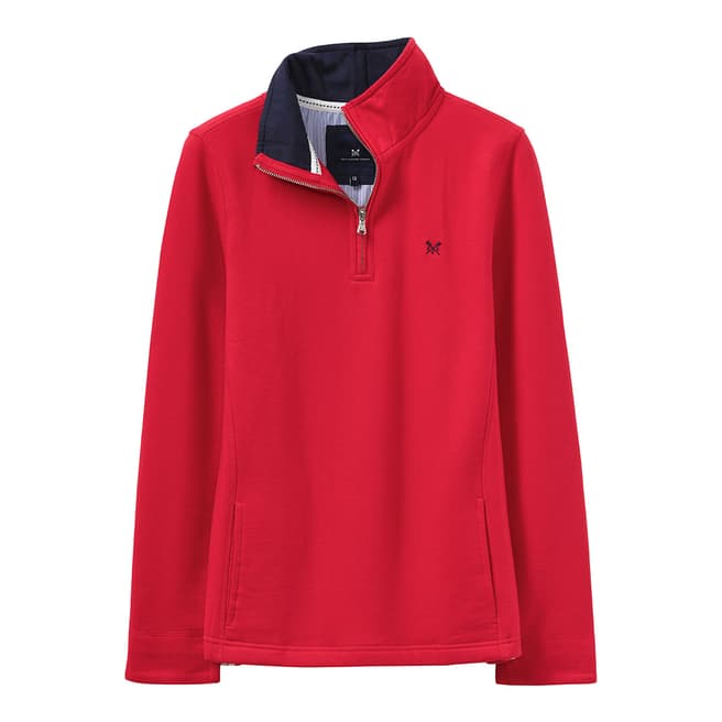 Crew Clothing True Red 1/2 Zip Solid Sweater