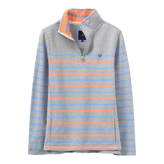 Crew Clothing Grey/Multi 1/2 Zip Stripe Sweater