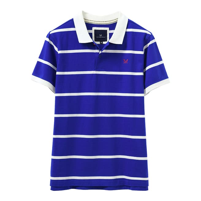 Crew Clothing Blue/White Jersey Polo Shirt