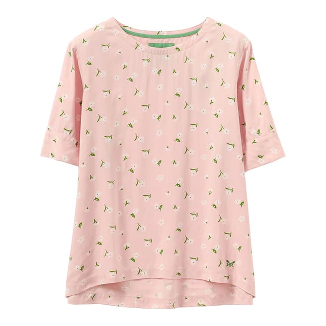 Crew Clothing Pink Floral Short Sleeve Woven T-Shirt