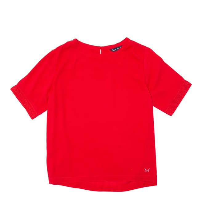 Crew Clothing True Red Plain Short Sleeve Woven T-Shirt 