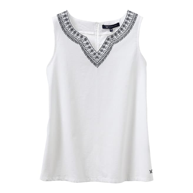 Crew Clothing White Embroidered Neck Vest