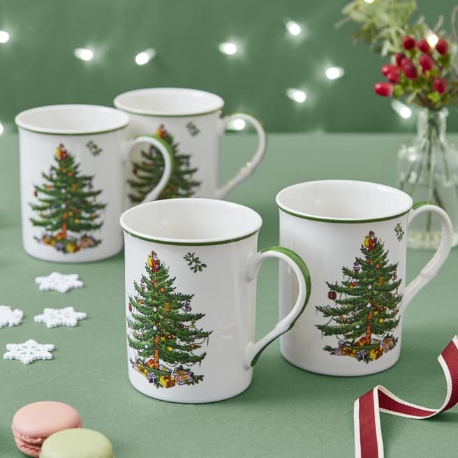 Spode Set of 4 Christmas Tree Mugs