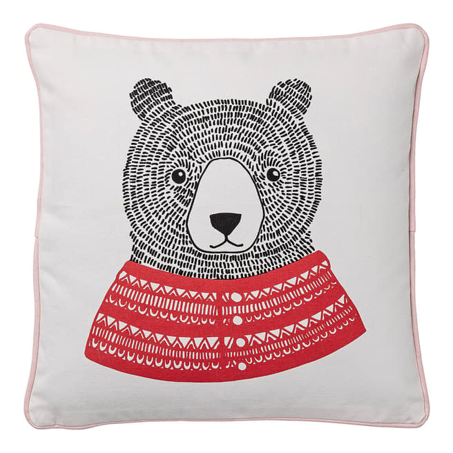 Bloomingville White/Red Bear Cushion