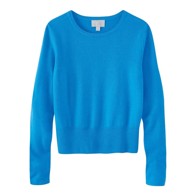 Pure Collection Blue Cashmere Cropped Jumper