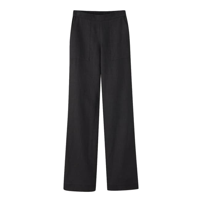 Pure Collection Black Laundered Linen Wide Leg Trouser