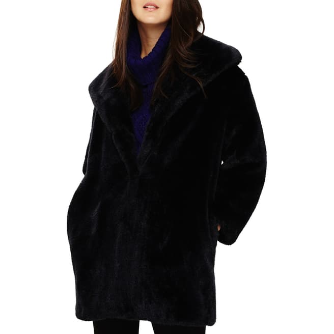 Phase Eight Navy Beckie Faux Fur Coat