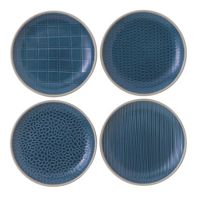 Gordon Ramsay Set of 4 Blue Maze Grill Mixed Texture Side Plates, 16cm