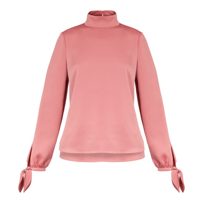 Ted Baker Pink High Neck Sleeve Tie Top