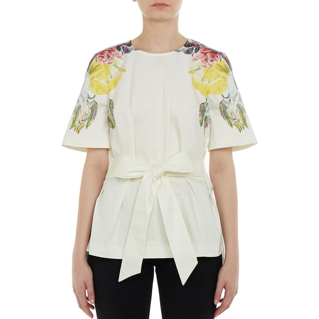 Ted Baker White/Multi Bonnay Tranquillity Tie Waist Top
