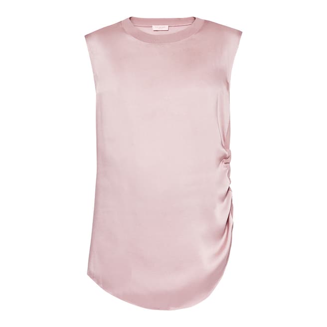 Ted Baker Pink Ruched Side Woven Trim Top
