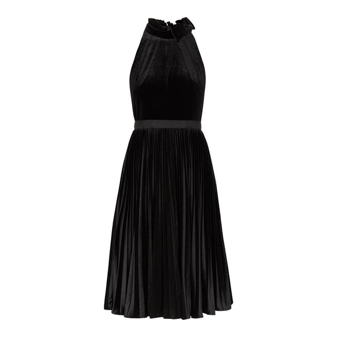 Ted Baker Black Pleated Velvet Midi Dress