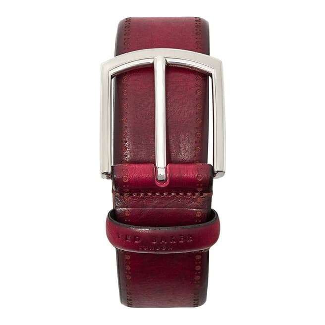 Ted Baker Red Burnished Leather Lillies Belt