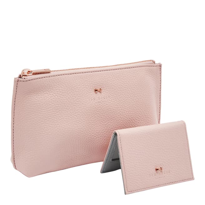 Ted Baker Soft Pink Fabiana Bow Wabshbag and Mirror Set