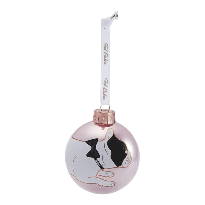 Ted Baker Soft Pink Orion Cotton Dog Christmas Bauble