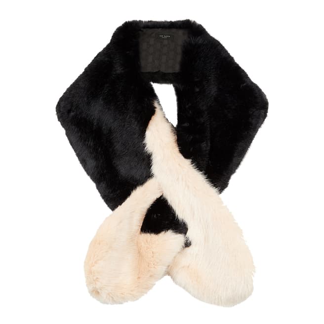 Ted Baker Black Cream Avril Two Tone Faux Fur Scarf