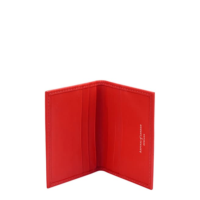 Aspinal of London Red Smooth Double Fold Card Case