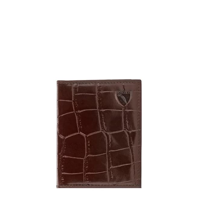 Aspinal of London Amazon Brown Crock ID & Travel Card Case