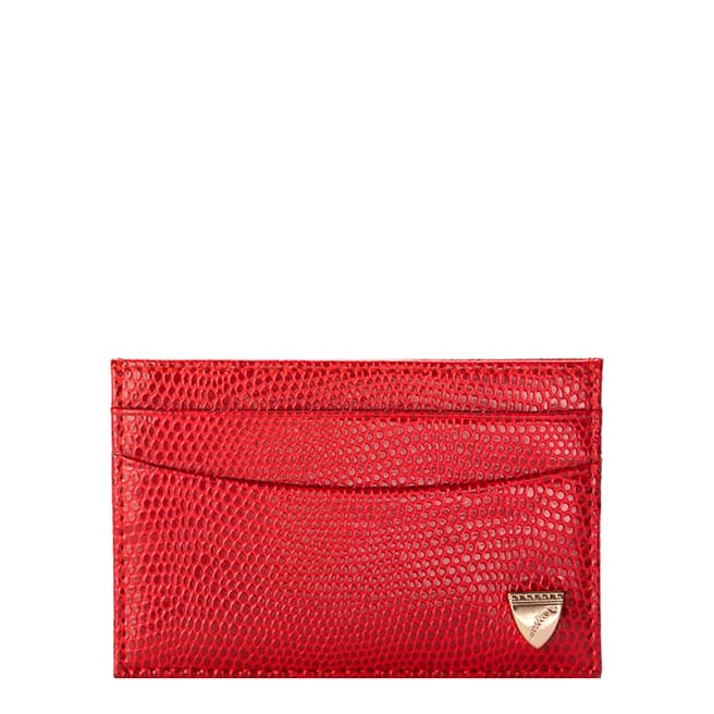 Aspinal of London Red Lizard Slim Card Case