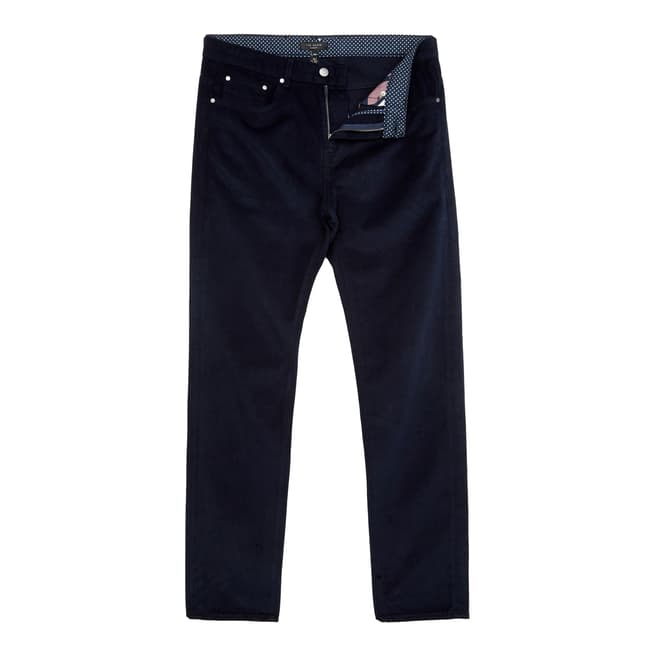 Ted Baker Navy Straight Fit 5 Pocket Cord Trousers