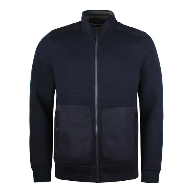 Ted Baker Navy Quilted Funnel Neck