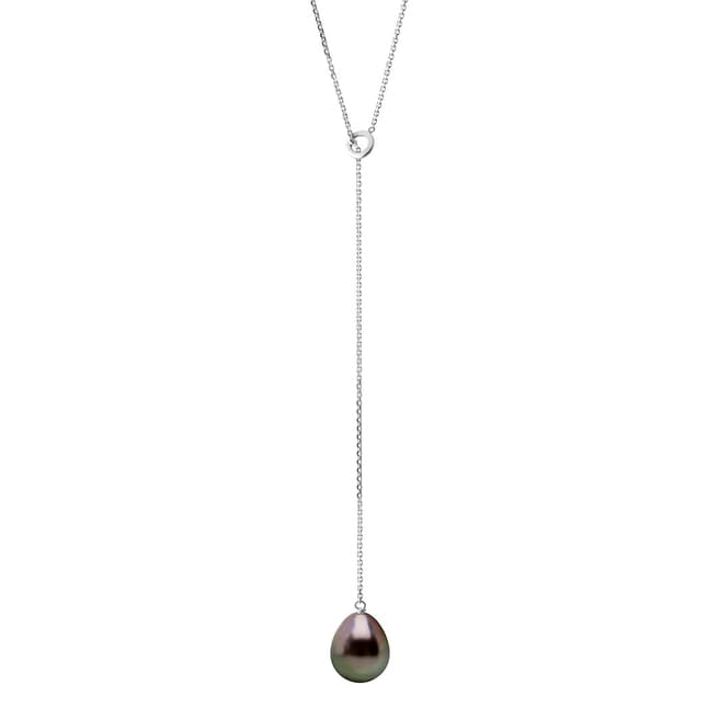 Ateliers Saint Germain Black Pearl Drop Down White Gold Necklace 8-9mm
