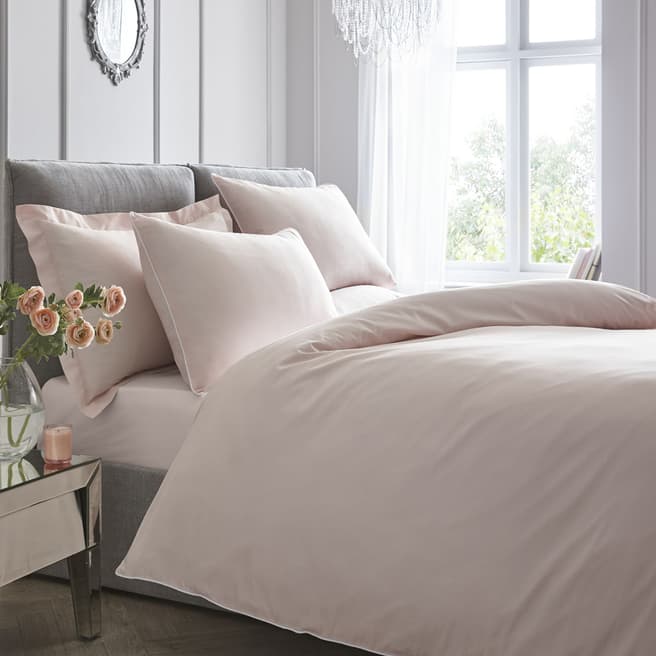 N°· Eleven Contrast Piping Single Duvet Cover Set, Blush/White