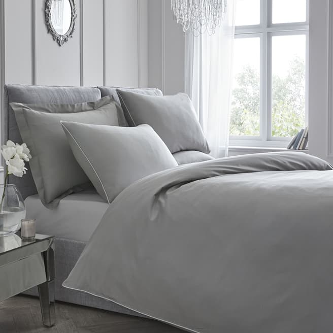 N°· Eleven Contrast Piping Single Duvet Cover Set, Slate/Silver