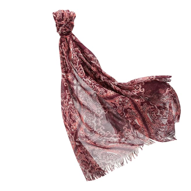 Pure Collection Burgundy Paisley Ultra Soft Printed Scarf
