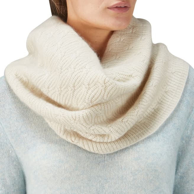 Pure Collection Natural White Organic Cashmere Cable Snood