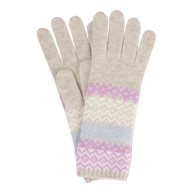 Pure Collection Pastel Fairisle Cashmere Lofty Fairisle Gloves